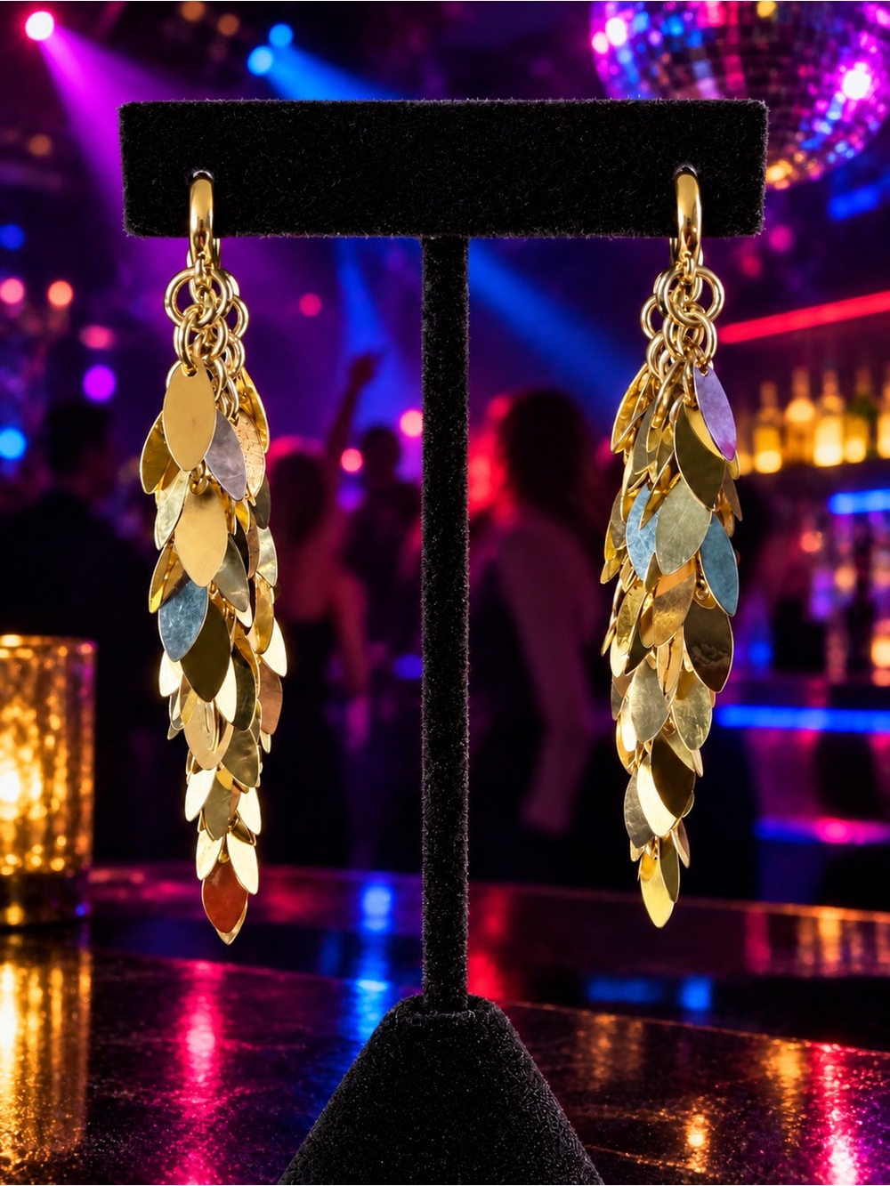 Gold Cascade Dangle Earrings in an Elegant Layered Design